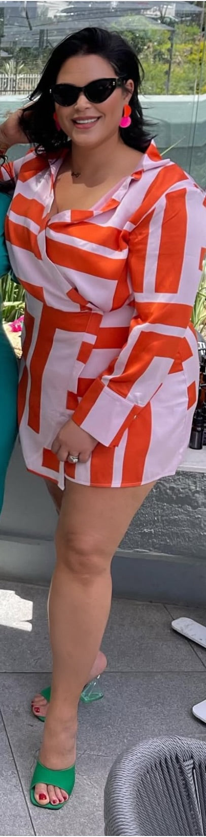 Orange & Pink Long Sleeve Dress