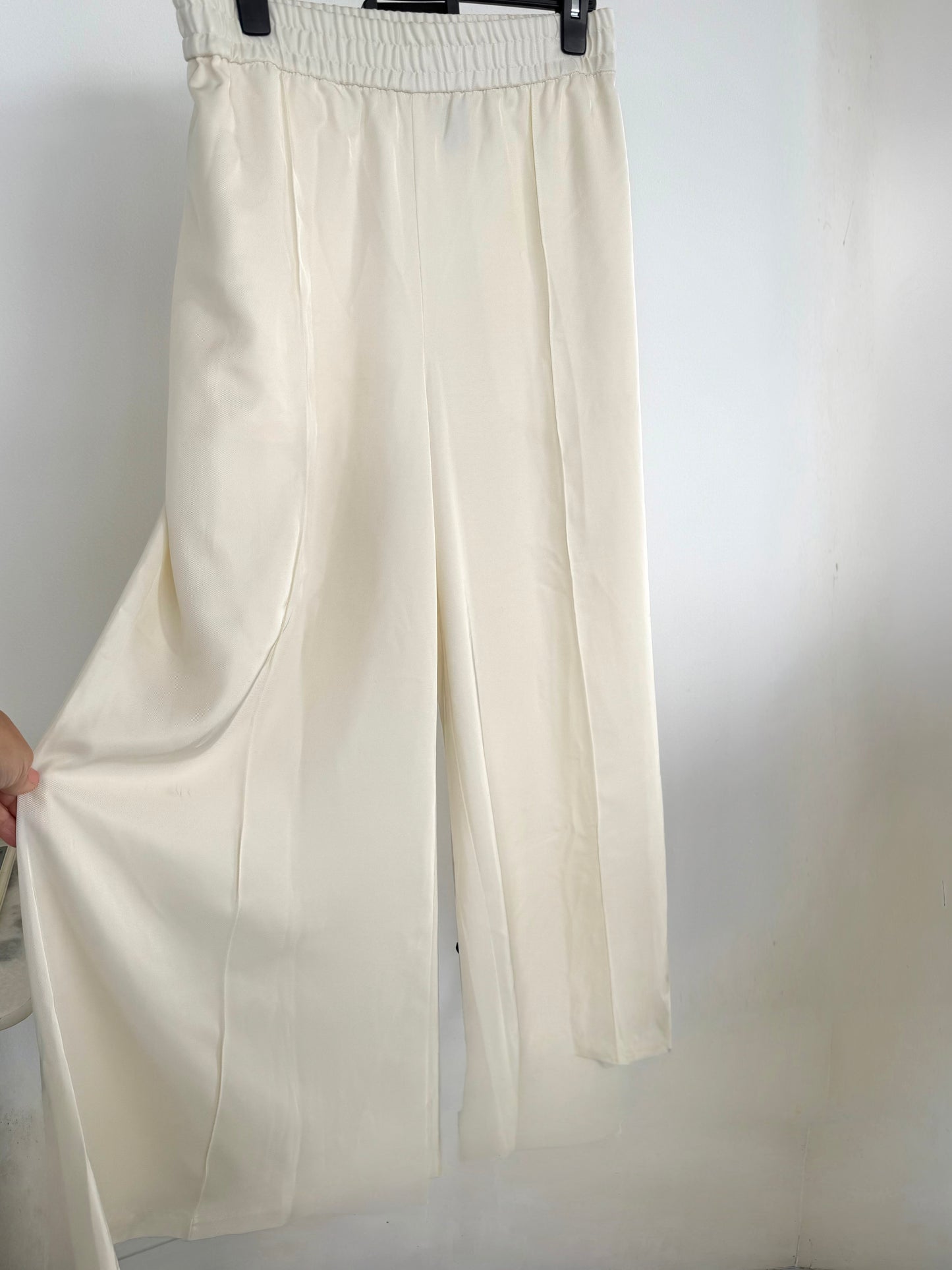 Cream Wide-Leg Pants