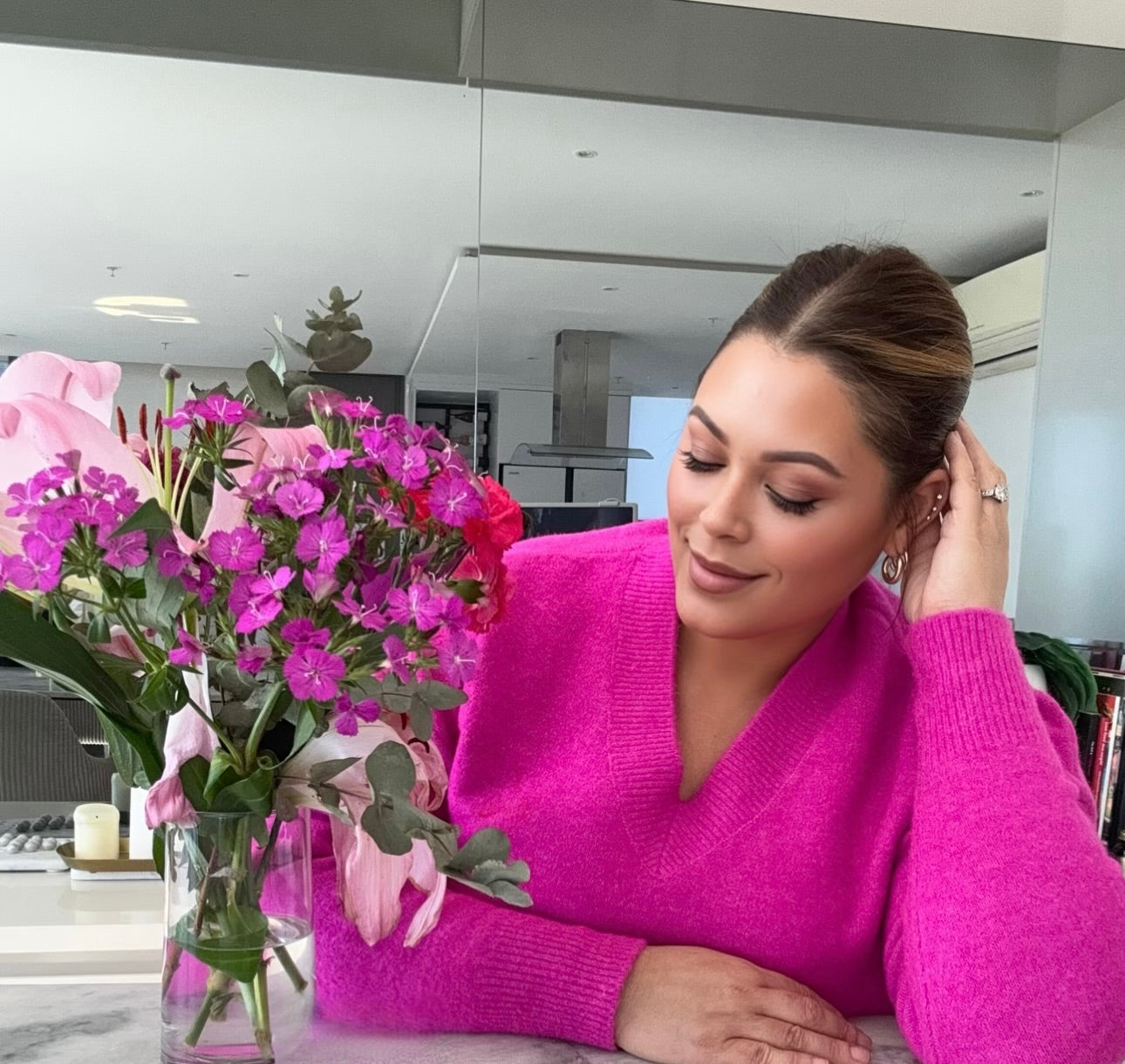 Soft Knit V-Neck in Dark Mauve