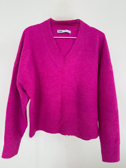 Soft Knit V-Neck in Dark Mauve